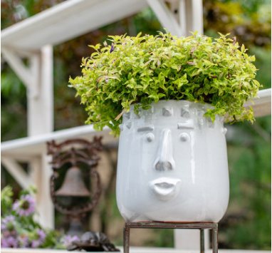 Handmade art face ceramic vase
