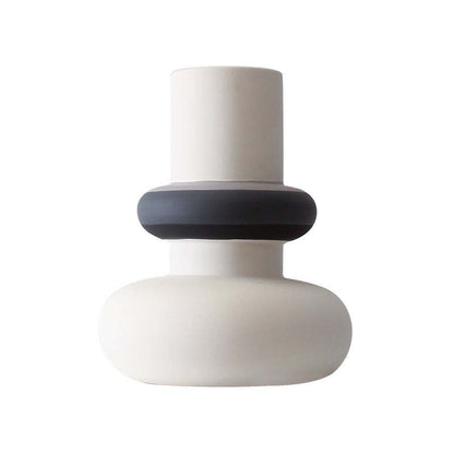 Contrast Color Striped Ceramic Vase