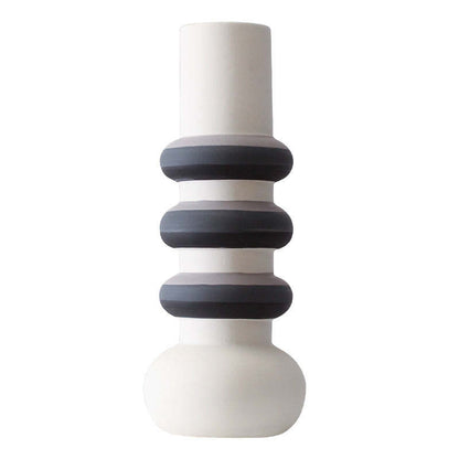 Contrast Color Striped Ceramic Vase