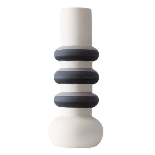 Contrast Color Striped Ceramic Vase