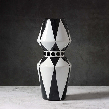 Black And White Striped Geometric Vase