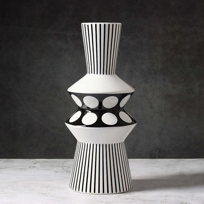 Black And White Striped Geometric Vase