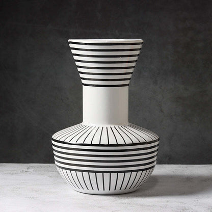 Black And White Striped Geometric Vase