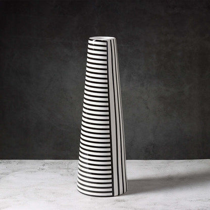Black And White Striped Geometric Vase