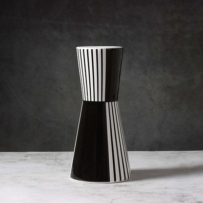 Black And White Striped Geometric Vase